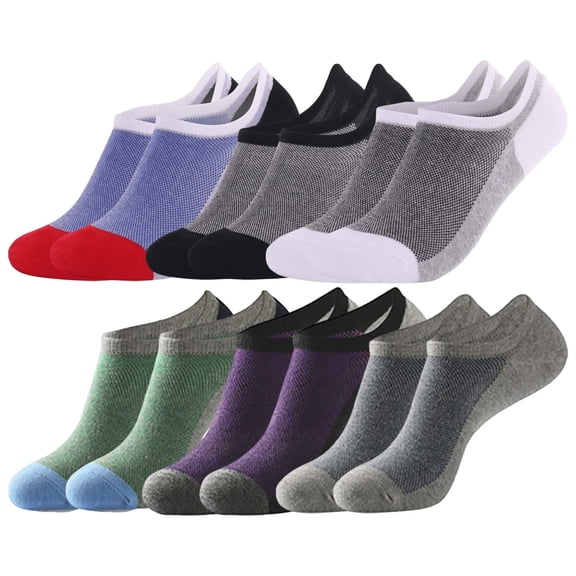 Gymayou No Show Socks for Men Cotton Thin Low Cut Non Slip for Loafer Flats Sneakers 6-10/11-13