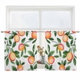 thumbnail image 2 of Summer Fruits Semi Sheer Window Curtains 54 Inches Long, Spring Orange Peach Green Botanical Rod Pocket Voile Silky Chiffon Curtain Light Filtering Drapes for Living Room, Kitchen, 52"x54", 2 Panels, 2 of 9