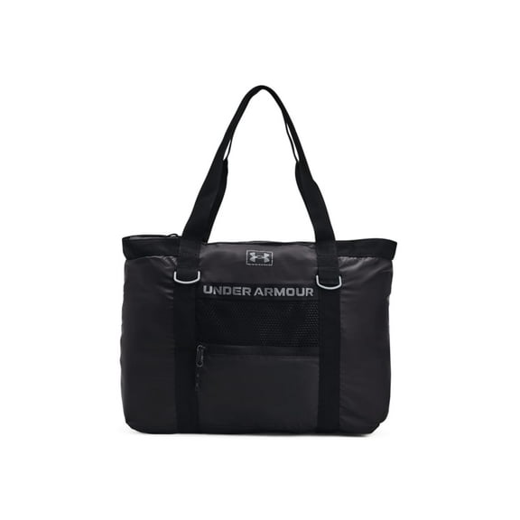 Under Armour Womens Studio Packable Tote Bag, (001) Black / / Metallic Gun Metal