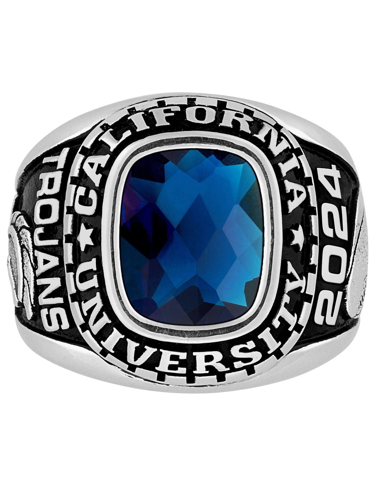 Order Now for 2025 Graduation, Freestyle Men's Sterling Silver Large Classic Checkerboard Birthstone Class Ring, Personalized, High School or College