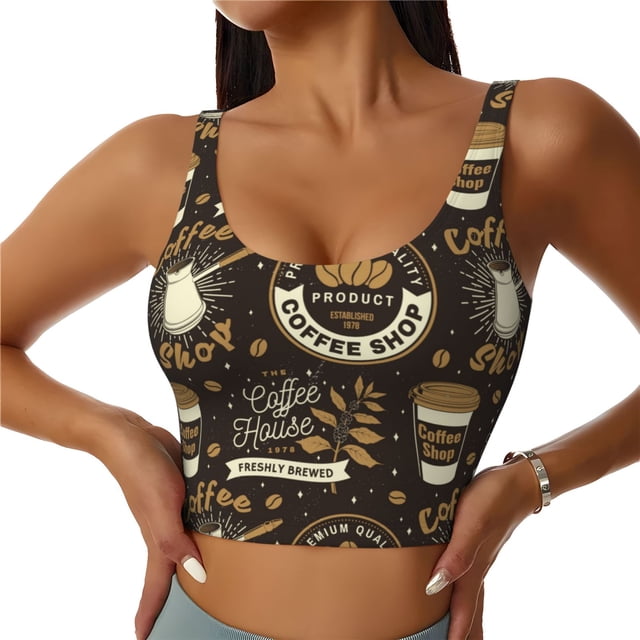 Balery coffee shop house Sujetadores deportivos con espalda cruzada para mujer, acolchados, sin costuras, de alto impacto, ideales para yoga, gimnasio, entrenamiento y fitness.-
