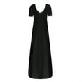 thumbnail image 6 of Lenago Women's Summer Dress Plus Size Deep V-Neck Standard-Fit Short Sleeve Solid Maxi Party Dress, 6 of 7