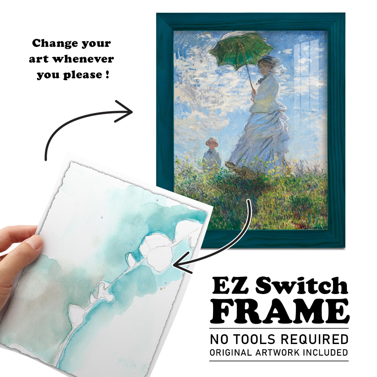 Ginkgo on Dusty Teal VII - Framed Print w/glass - Ocean Blue