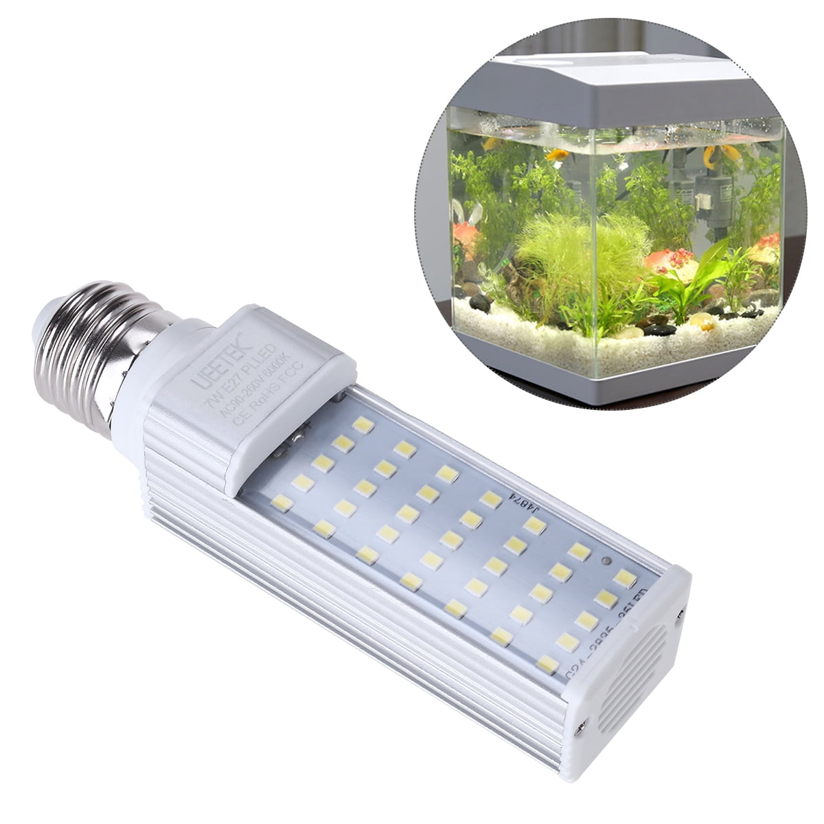 beweging Eed Pas op UEETEK 7W E27 LED Energy Saving Lamp to Fit All Fish Pod and Fish Box  Aquariums (White) - Walmart.com