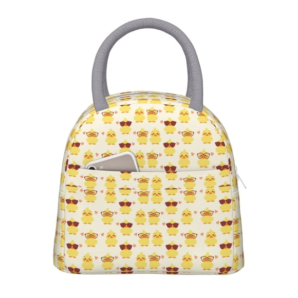 Easygdp Cute Yellow Duck Bolsa de Almuerzo Insulada Grande, Forro de Aluminio, Diseño Espacioso, a Prueba de Fugas, Ideal para Trabajo, Picnics, Viajes y Actividades al Aire Libre