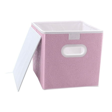 - Small Storage Bin Cube Toy Box Organizer with Handles for Closet Shelf Pink