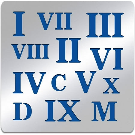 Gray 6x6" Roman Numerals Pattern Stainless Steel Stencils Reusable Creative Hollow Out Drawing Template for DIY Engraving Scrapbooking