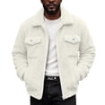 thumbnail image 2 of WIZUTIZ Men's Sherpa Lined Trucker Jacket Stand Collar Full Zip Fall Winter Warm Fuzzy Outerwear Coat, 2 of 9