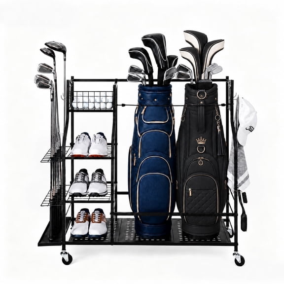 DuraMax Golf Bag Storage Rack for Garage with Wheels, Ball Storage Rack and Sports Equipment Storage Rack, Storage Organizer
