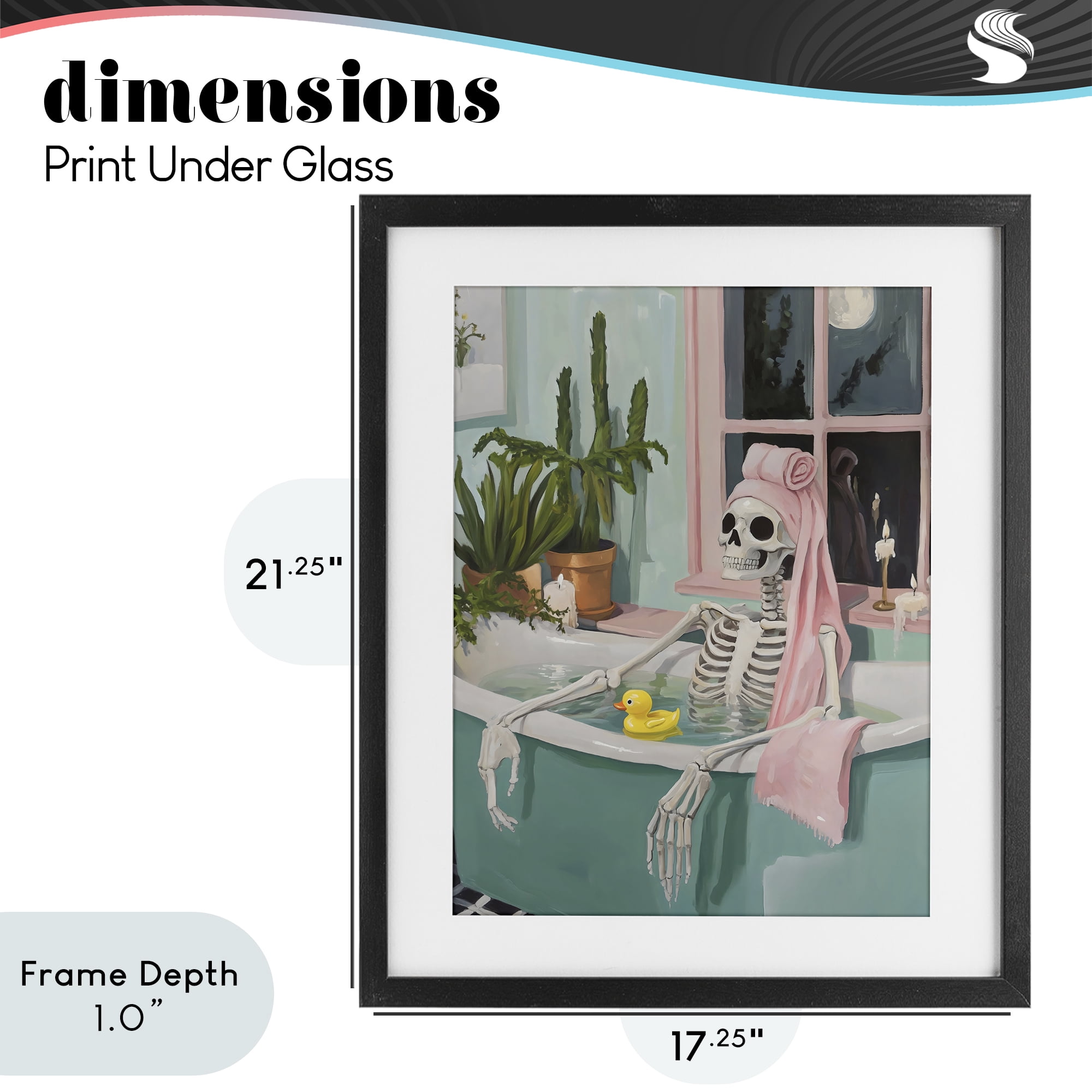 Stupell Industries Midnight Soak Skeleton Black Framed Print Under Glass, design by The Prints Vibe