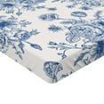thumbnail image 2 of Ambesonne Anemone Flower Fitted Sheet 2 Pcs Set, Blue Floral Corsage, Queen, Night Blue White, 2 of 3