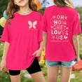 thumbnail image 2 of LRen Girls Short Sleeve T-Shirts Kids Letter Print Shirts Cute Summer Basic Tees Tops Soft Fashion Crewneck Tees, 2 of 5