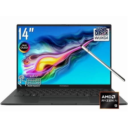 ASUS Zenbook 14 AI Laptop, 14" 2K 1920 x 1200 OLED Touchscreen, AMD Ryzen AI 9 465, WiFi 6E, Backlit KB, FHD IR Webcam, Stylus Pen, Win 11 Home (16GB DDR5 RAM / 512GB SSD)