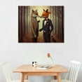 thumbnail image 2 of Nawypu Canvas Print Wall Art for Bathroom Kitchen Wall Decor Crow Fox Rabbit Bear Forest Picture Painting Contemporary Artwork Stretched and Framed, 2 of 4