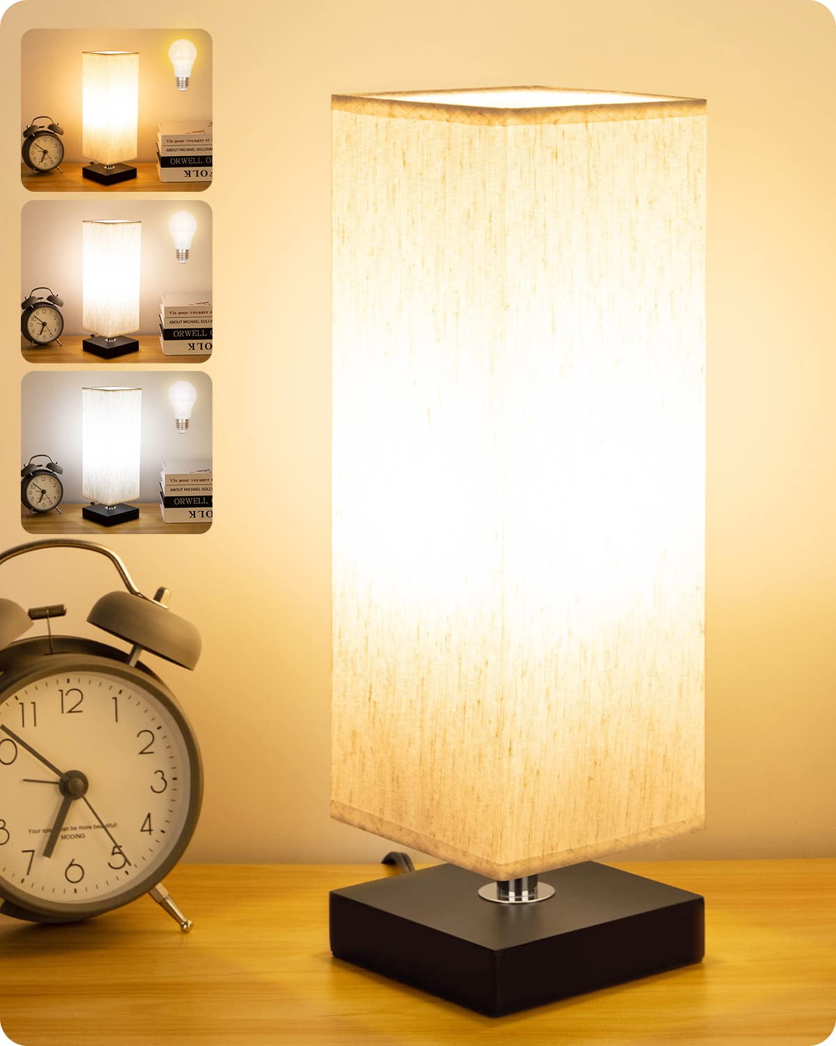 Bedside Table Lamp Small Bedroom Lamps for Nightstand, 3Color