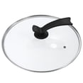 thumbnail image 1 of EeaseCA 1Pc Universal Round Pot Lid with Standing Handgrip Transparent Glass Pan Pot Cover Replacement Tempered Glass Cookware Lid with Stainless Steel Rim and Black Handle (30cm), 1 of 7