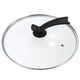 thumbnail image 1 of EeaseMX Tapa de olla redonda universal con asa de apoyo, tapa de repuesto de vidrio templado transparente para ollas, con borde de acero inoxidable y asa negra (30 cm), 1 of 7