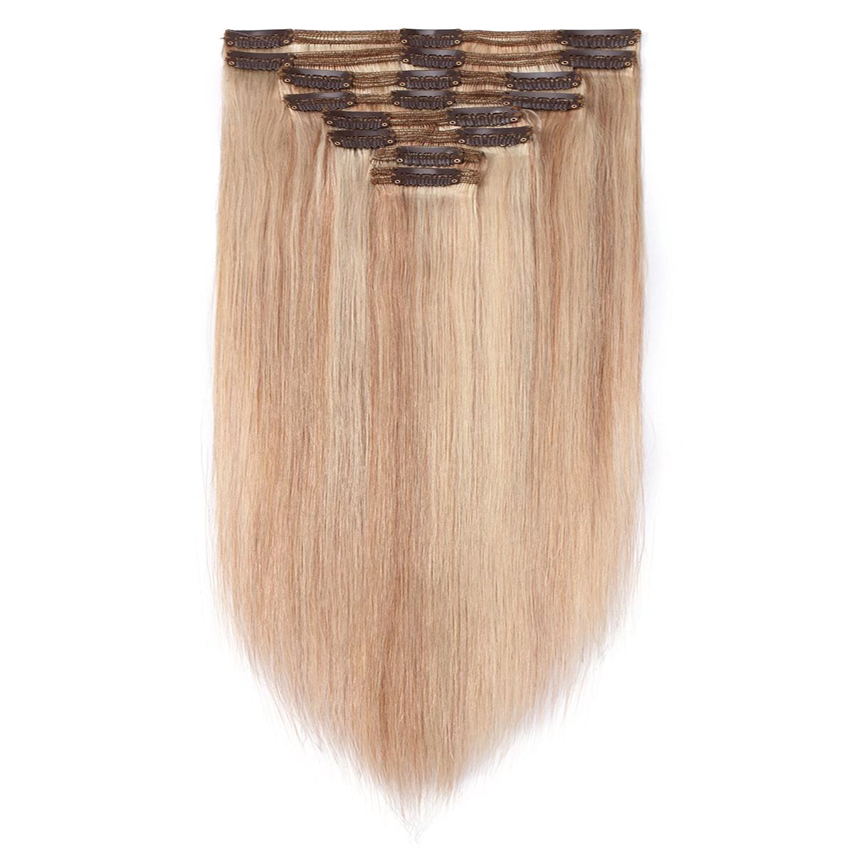 MY-LADY Extra Thick Clip in 100% Remy Human Hair Extension Double Weft Full Head Natural Hairpiece 110-170g #18P613 Ash & Bleach Blonde22inch