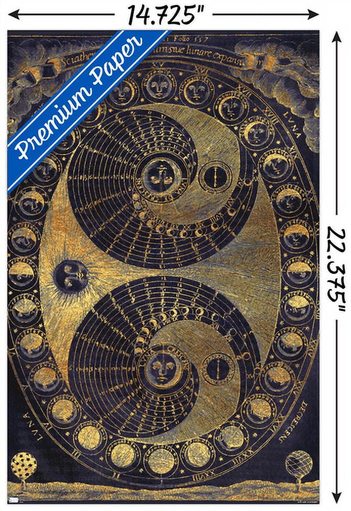 Tina Lavoie - Golden Elements Of The Moon Astronomy Chart Wall Poster, 14.725" x 22.375"