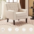 thumbnail image 6 of FRMALL Living Room Chairs Accent Chair Set of 2 linen Fabric Armchairs, Beige, 6 of 7