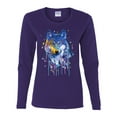 thumbnail image 2 of Wolf Painting Splatter Abstract Art Animal Lover Womens Graphic Long Sleeve T-Shirt, Purple, 2XL, 2 of 3