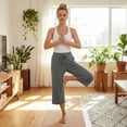 thumbnail image 2 of Women’s Capri Yoga Sweatpants with Pockets High Waist Drawstring Flared Pants Casual Workout Lounge Flare Leggings for Summer, 2 of 8