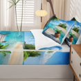thumbnail image 5 of Manfei Green Palm Trees Zipper Twin Comforter Sets with Fitted Sheet and 2 Pillowcases,Wooden Bridge Zipper Bedding Set,4pcs, 5 of 8
