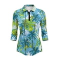 thumbnail image 2 of Uorisanigo Palm Trees Women's 3/4 Sleeve Golf Top Size M Comfortable Fashionable Quick Dry Athletic Polo Shirts with Zip Up Collar Versatile Tennis Tops Soft Breathable for Women, 2 of 7