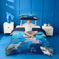thumbnail image 2 of meiyoeat Cute Cartoon Shark Twin Duvet Cover For Boys,Watercolor Ocean Theme Twin Bedding For Kids,Navy Blue Reversible,2pcs(No Comforter), 2 of 6