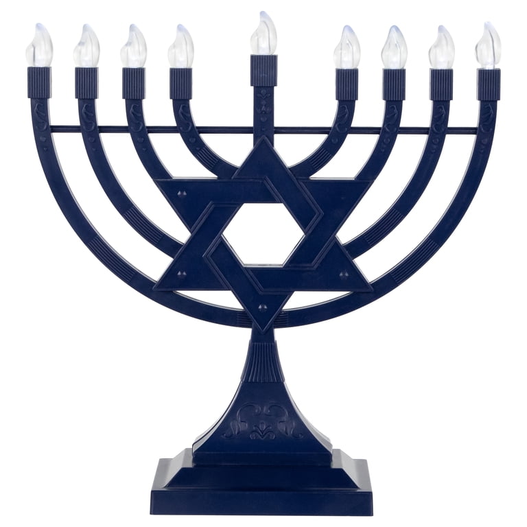 Northlight Battery LED Star of David Menorah, 11.75" Blue photo 2