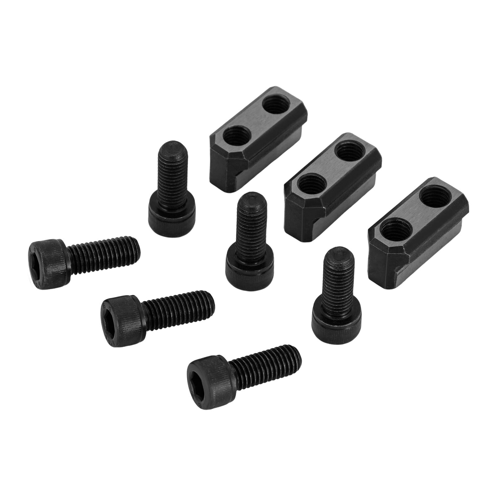 3PCS T Nuts Set Jaws T-nuts With 6 M10 Bolts For 6" Hydraulic 3-jaw Hollow Chuck