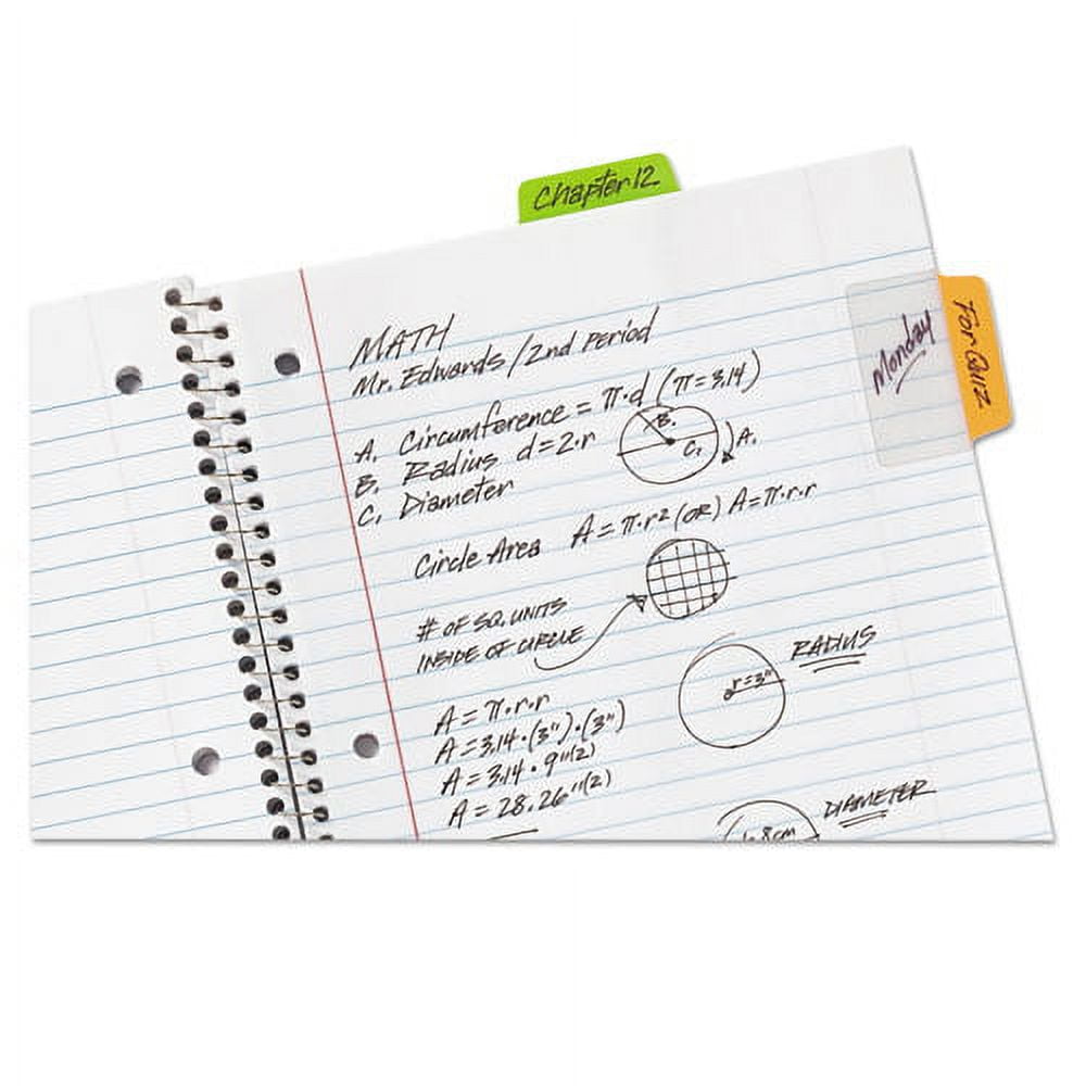 Ultra Tabs Repositionable Standard Tabs, 1/5-Cut Tabs, Assorted Neon, 2" Wide, 24/pack | Bundle of 5 Packs