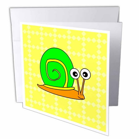 - 3dRose Cute Orange, Yellow and Green Snail Design, Greeting Cards, 6 x 6 inches, set of 12