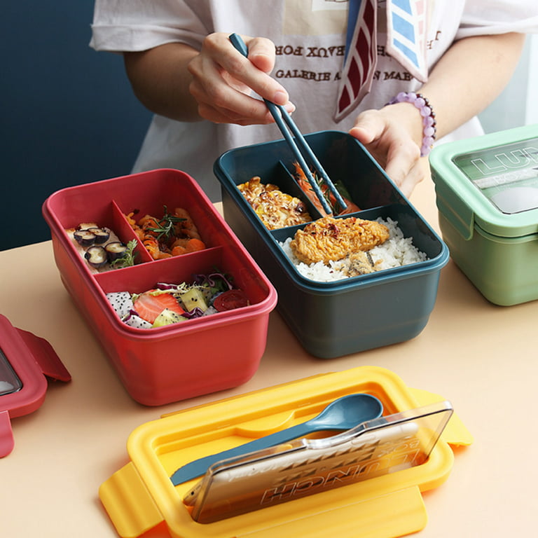 Kids Lunch Box,Stackable Bento Box ,3-in-1 Compartment - Wheat Straw, Leakproof Eco-Friendly Bento Lunch Box Meal Prep Containers for Kids & Adults
