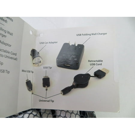 - USB Charger Kit - Includes USB Tips, Chargers and Retractable USB Cord White + FREE SHIPPING