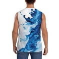 thumbnail image 4 of Uemuo Blue White Fluid Art Pattern Men's Sleeveless T-Shirt,Muscle Athletic Tank Top, Moisture-wicking Quick-dry Breathable Classic Tee Top for Gym Run Outdoor Sports-3X-Large, 4 of 8