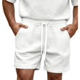 thumbnail image 3 of Migroa Mens Casual Shorts Outdoor Beach Shorts Elastic Waist Drawstring Athletic Workout Gym Jogger Shorts for Running Vacation with Pockets White L, 3 of 5