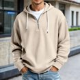 thumbnail image 2 of XAOFW Men'S Hoodies Sweatshirts Quarter Zip Solid Color Front Pouch Pocket Outdoor Athletic Fuzzy Fabric Long Sleeve Loose Fashionable Club Party Tops, 2 of 5