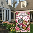 thumbnail image 4 of 1 piece, Valentine's Day Double-sided Garden Flag - 2D flat cute kitten embrace pattern design, courtyard logo, perfect for courtyard, lawn and outdoor decoration, garden decoration, party decoration, 4 of 8