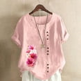 thumbnail image 2 of Camisetas de Manga Corta para las Mujeres Impreso Botón de Manga Corta Camiseta Blusa Poliéster, Ropa Casual Mirar Superior para las Mujeres, 2 of 4