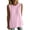 Pink, variant on Womens Round Neck Sleeveless Tank Top Vertical Eyelet Perforated Pleat Loose Fit Lightweight Breathable Solid Beige Casual Everyday Blouse