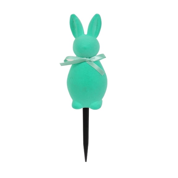Yanxiao Flocked Easter Bunny Garden Stakes - Vibrant Color Rabbit Yard Decor with Satin Bows, Outdoor Easter Decorations for Lawn, Planters, Spring Party & Holiday Displays