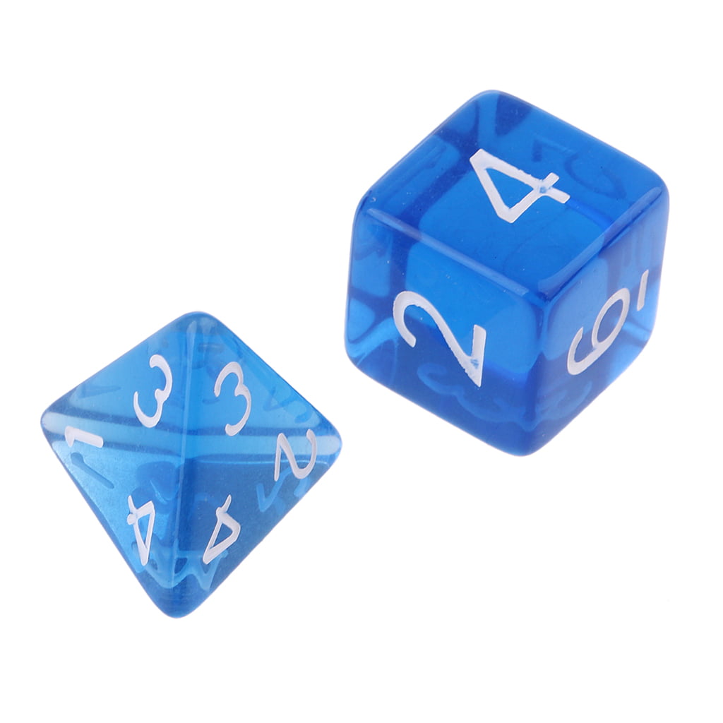 7Pcs Transparent Polygon Dices For Dungeons DND MTG RPG Gaming Navy Blue