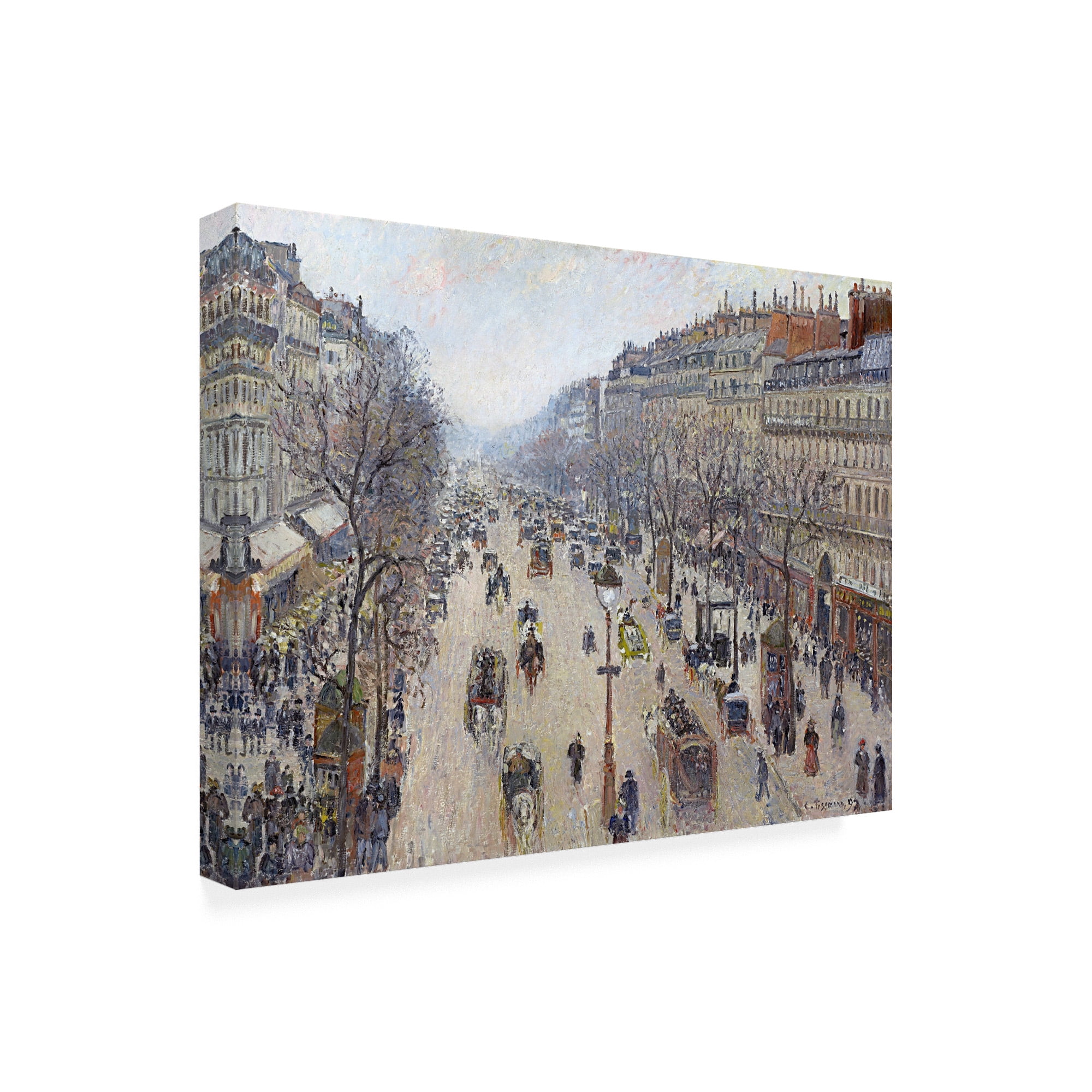 Trademark Fine Art 'Boulevard Montmartre, morning, cloudy weather' Canvas Art by Pissarro