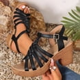 thumbnail image 6 of Bkhluea Women Strappy Caged Block Heel Espadrille Sandals Adjustable Comfortable Footwear For Party Casual Outdoor Daily Activities, 6 of 7