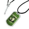 thumbnail image 2 of Partying Because Room Isn't Going to Spin Itself Funny Humor Military Dog Tag Pendant Necklace with Cord, 2 of 5