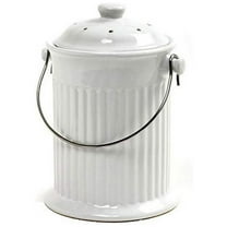 Norpro 1-Gallon Ceramic Jar Composter Crock, Kitchen Countertop Compost Bin - White