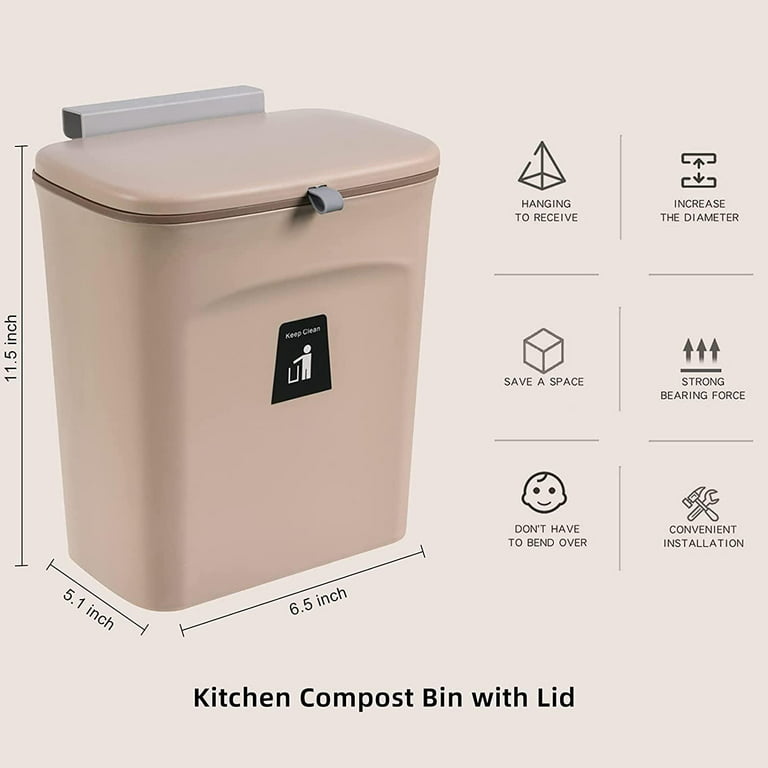  Ronnaquetta 2.4 Gallon Trash Can with Lid and 225 Count 4  Gallon Drawstring Garbage Bags Garbage Can Kitchen Compost Bin Kitchen Garbage  Bin Kitchen Composting Bin Kitchen Trash Bin Food