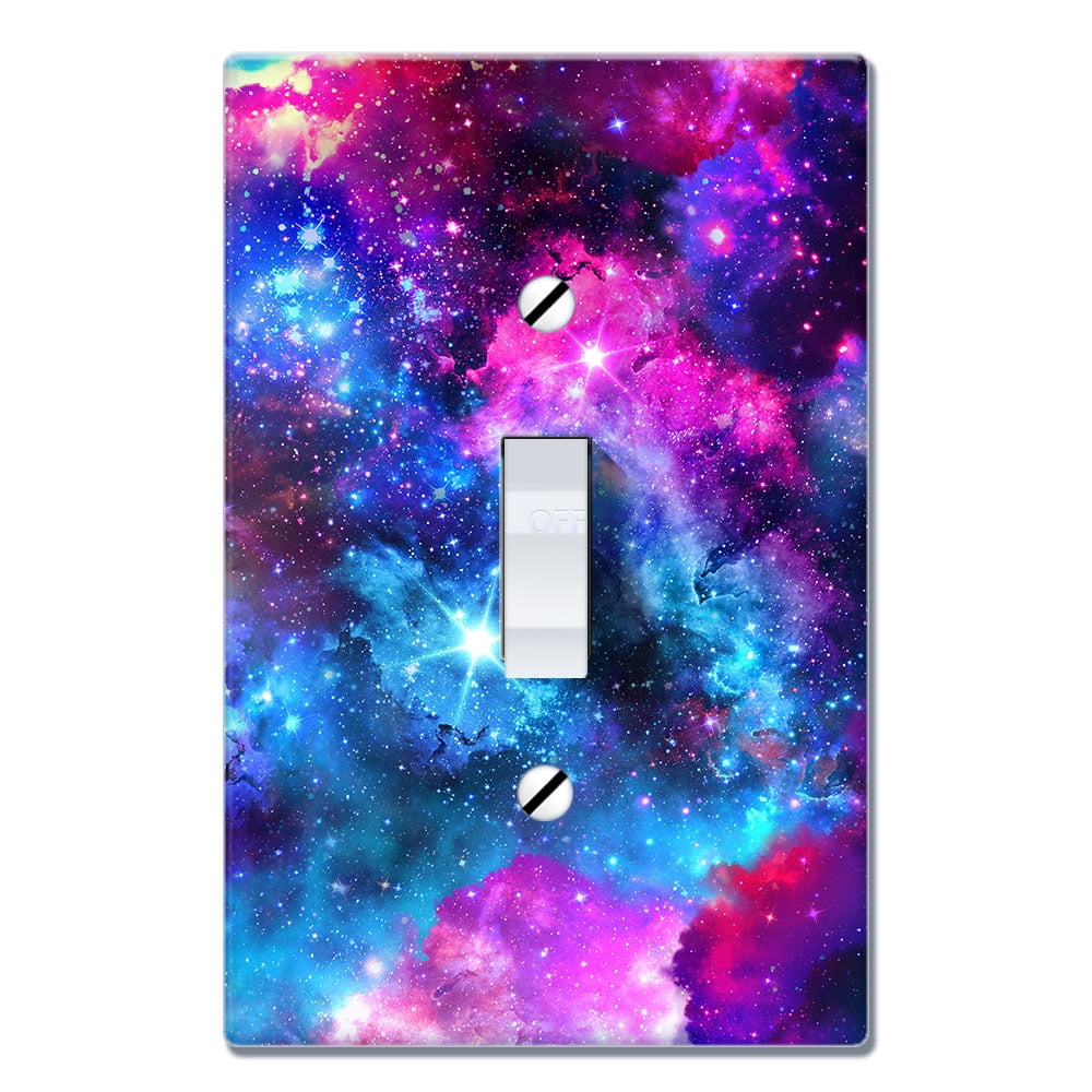 2-Gang Device Receptacle Starry Galaxy Violet Planet Falling Stars Light Cover Decoration Double Wall 