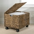 thumbnail image 2 of happimess BSK2005B Ashton 18.11" Classic Farmhouse Handwoven Hyacinth Rolling Filing Basket with Lid and 360 Degree Lockable Wheels, Brown, 2 of 8